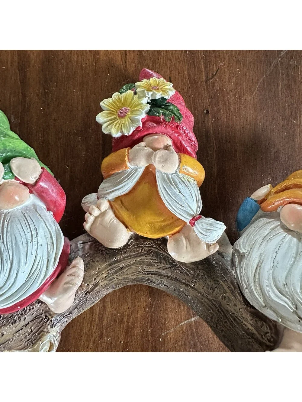 Hodao See Hear Speak No Evil Gnomes Figurine Flowers Garden Decor 7